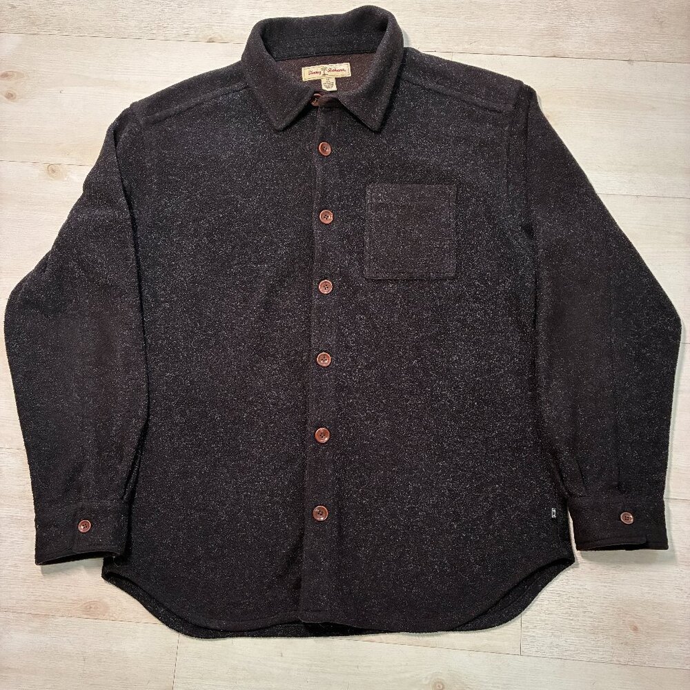 Tommy Bahama Full-Button Down Dark Chocolate Fleece Jacket Size XL